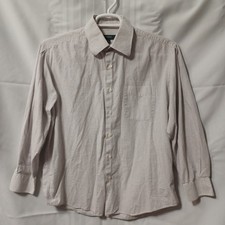 Perry Ellis Portfolio Dress Shirt Mens 16 32/33 White Purple Graph Check Cotton