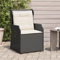 Gartensessel 2Er Set Mit Kissen Poly Rattan Schwarz Verstellbar