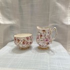 Vintage Floral Porcelain Creamer & Sugar Bowl Gold Trim Glazed 1929-40 RoyalStaf — photo 2