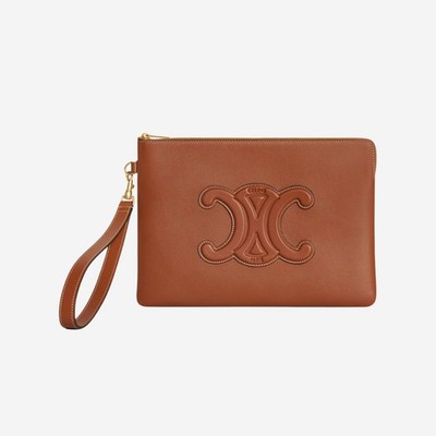 ポーチ SMALL POUCH WITH STRAP CUIR TRIOMPHE IN SMOOTH CALFSKIN Celine Small Pouch With Strap Cuir Triomphe in Smooth
