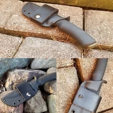 Mora Bushcraft Kydex Sheath, Taco style w/ wide Leather Loop, scout carry (BK)