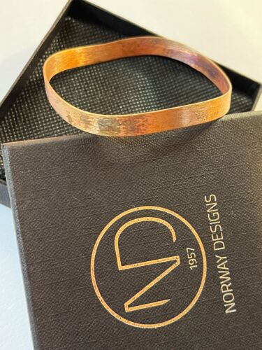 Norway Designs Wavy Slightly Etched Rose Goldtone 925 Marked Bangle Bracelet - - Picture 4 of 11