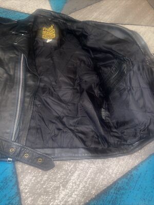 PROTECH LEATHER APPAREL Mens Vintage BIKER MOTORCYCLE JACKET COAT
