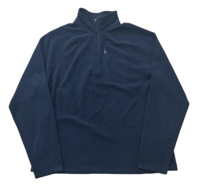 LL Bean Sweatshirt Fleece Men's L Blue Half Zip Pocket Sweater