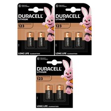 6 x Duracell CR123 3V Lithium Photo Battery DL123A/CR17345