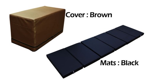 MULTI PURPOSE S.LEATHER MAGIC BOX YOGA GYM CUSHION FOLDABLE MATS BROWN COLOR - Picture 1 of 12