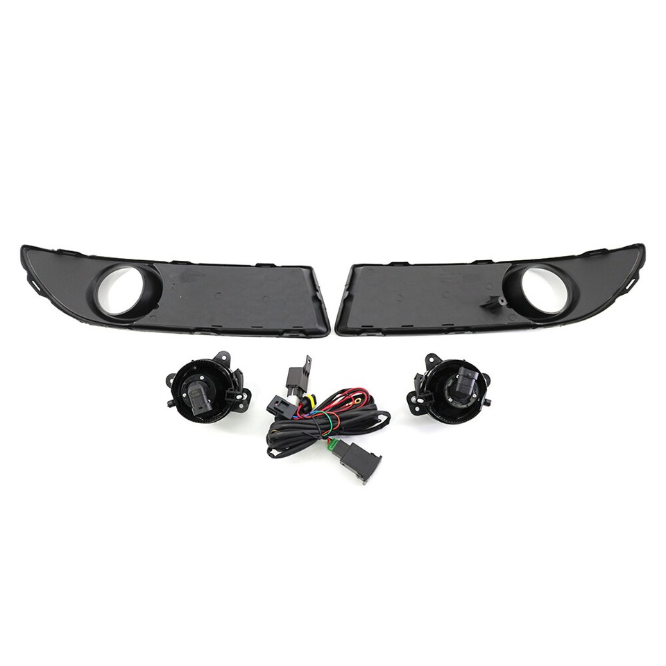 Front Bumper Mesh Grille Fog Light Kit W/ Wiring Harness For VW Polo