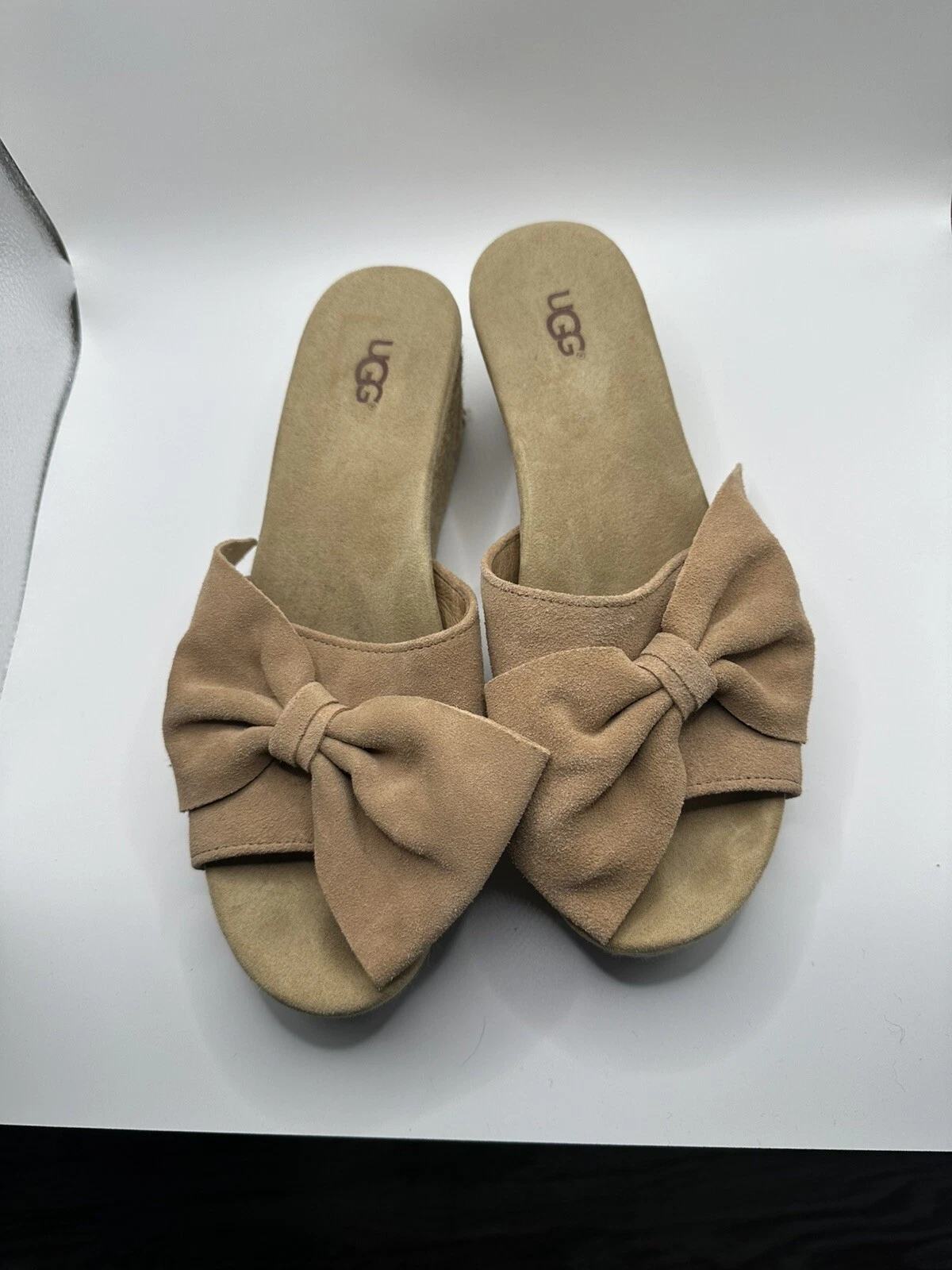 Ugg Sandalo Slip On Jaycee Zeppa Espadrillas Scamosciato Fiocco Taglia 10