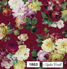  1863 TWO Individual Paper LUNCHEON Decoupage Napkins - MULTI-COLORED ROSES