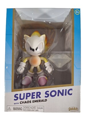 Jakks Gold Super Sonic Figure With White Chaos Emerald New In Box RARE 2022 SDCC