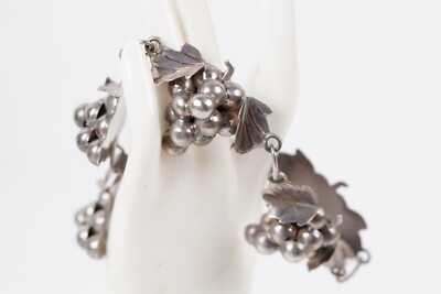 Vintage 1920'S Sterling Silver Grape Cluster Bracelet Mexico