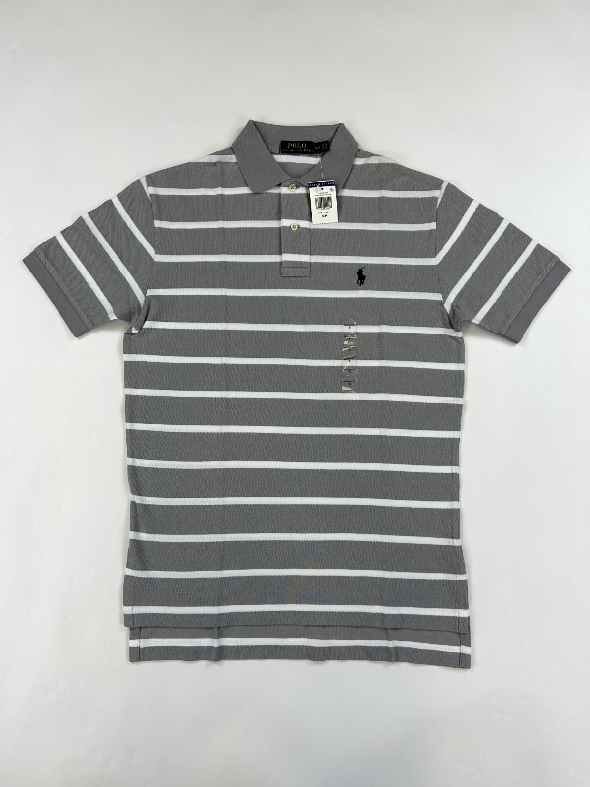 Рубашка поло Polo Ralph Lauren в полоску с коротким рукавом - Серый/белый - Размер: Маленький