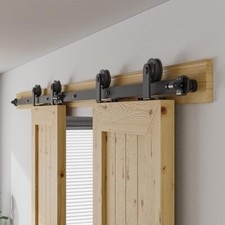 CCJH 4FT-20FT Sliding Barn Door Hardware Kit Heavy Duty for Single/Double Door