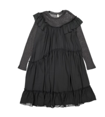 Ladida Ava and Lu Black Chiffon Tiered Midi Dress Sz 14 Youth (XS) | eBay