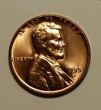 1955-d Lincoln Wheat Penny Cent Brilliant Uncirculated Red