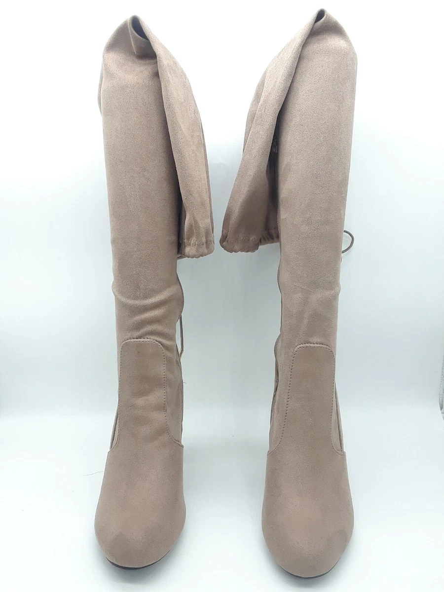Journee Collection Maya Women Shoes Wide Calf Over The Knee Boot Taupe Size 9 M