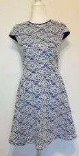Hailey Adrianna Papell Sz 4 Lace Overlay Fit & Flare Dress Back Keyhole Feminine