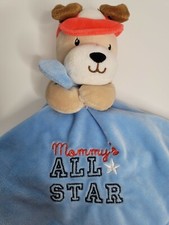 OKIE DOKIE Blue Mommy's All Star Rattle Infant Security Lovey Blanket 15 X 15