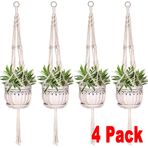 Colgador de plantas maceta soporte para plantas exterior grande 4 patas macramé yute 41 pulgadas - Imagen 15 de 15
