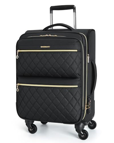 Softside Expandable Luggage Airline Approved with Spinner Wheels, 20 Black