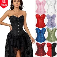 Sexy Women Overbust Lace up Boned Corset Top Shaper Bustier Lingerie Plus Size