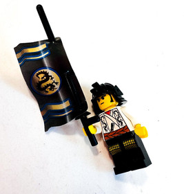 LEGO Vintage Ninja Shogun White CAS206 Minifigure Set 3346-1 Black Flag Pole Swo
