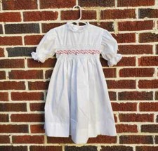 Vintage girl's 6X The Smockery white smocked dress