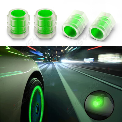 4pcs Car Wheel Tyre Valve Stem Caps Night Glowing Tool Luminous Valve Cover