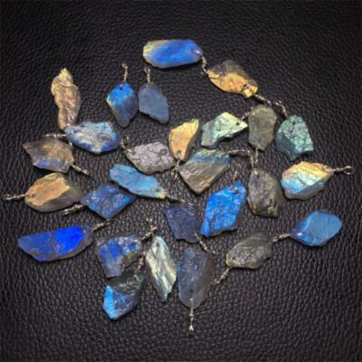 TOP S925 Silver jewelry Embed Natural Labradorite Pendant Men Women Necklace 1PC