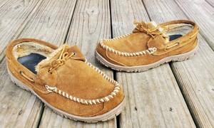 clarks suede men's moccasin slippers