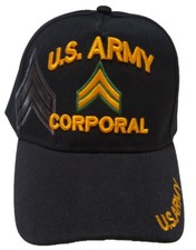 Gorra de béisbol negra ajustable del cabo del ejército de Estados Unidos, E-4