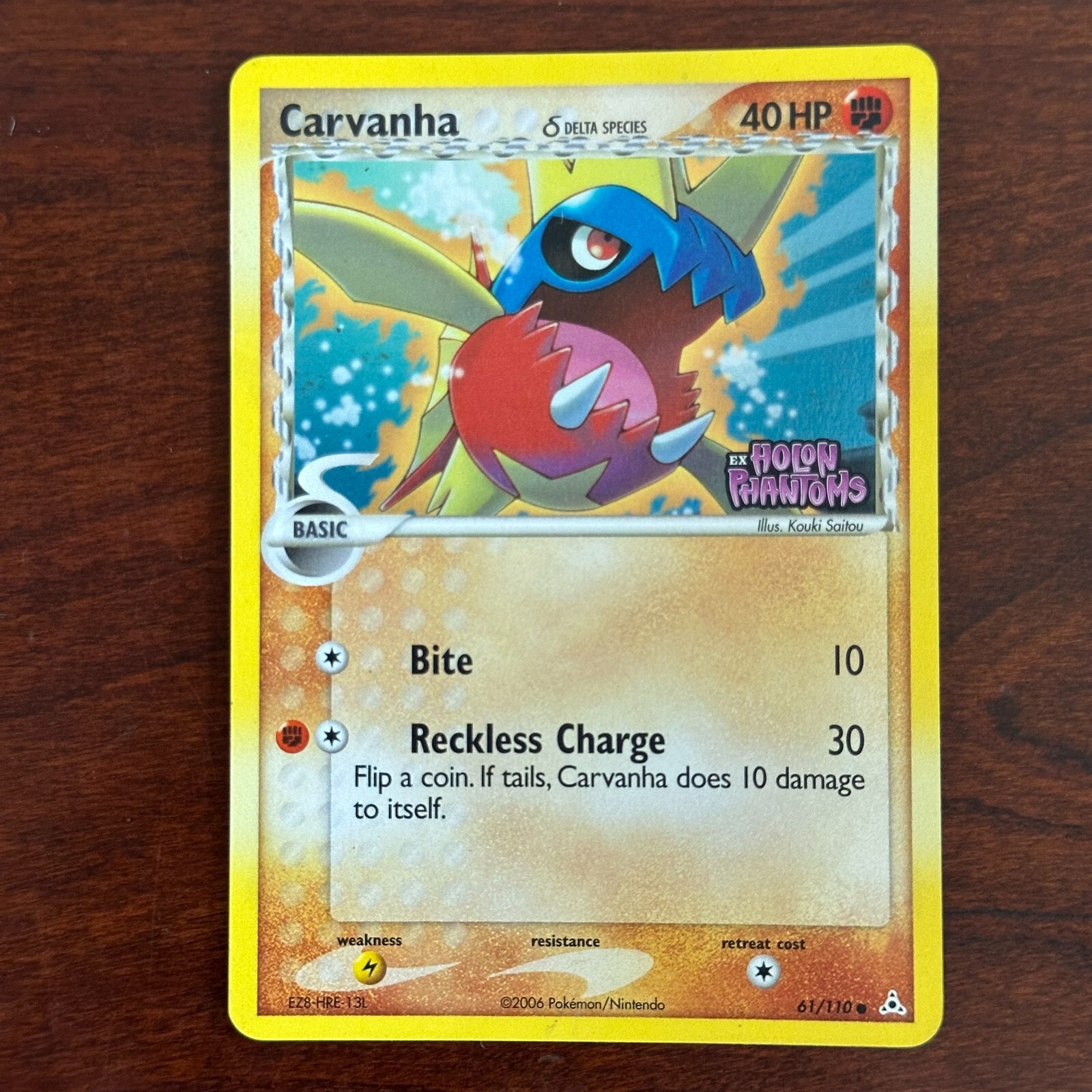 Carvanha 61/110 Reverse Holo Common EX Holon Phantoms Pokemon Card
