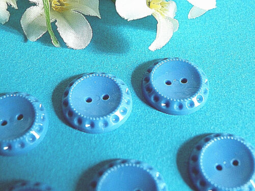1240B Charming Buttons " Layette " Blue Medium Lot 6 Buttons Period 1950 - Picture 2 of 3