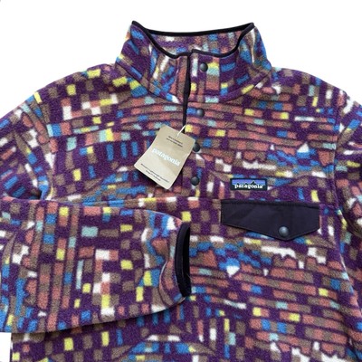 New Patagonia Synchilla Fitz Roy Patchwork Night Plum Snap T Pullover Womens XS