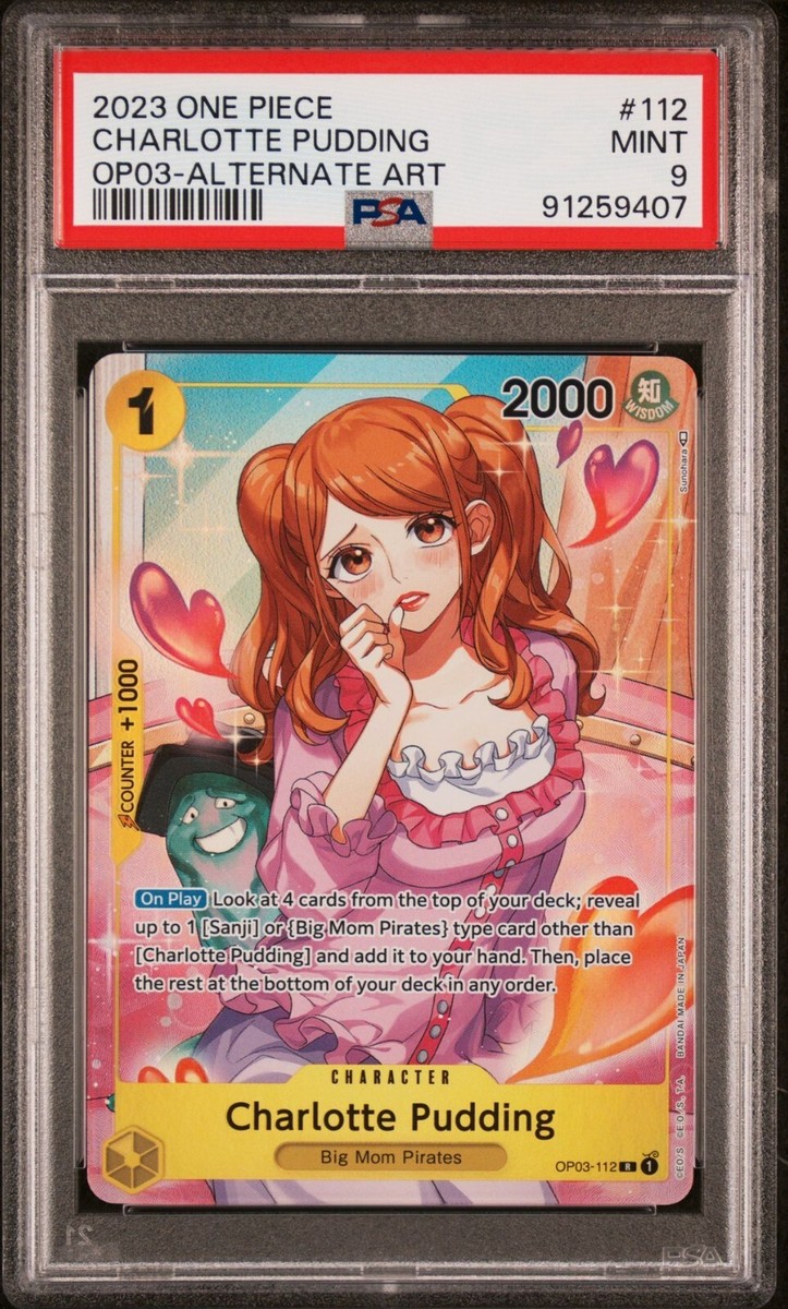 PSA 9 One Piece Charlotte Pudding Alt Art OP03-112 Pillars Of
