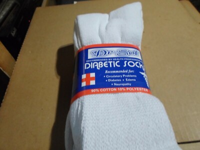 Dr Sol Men's Diabetic Socks 6 Pack Size 10-13 NWT 90% Cotton 10% Polyester