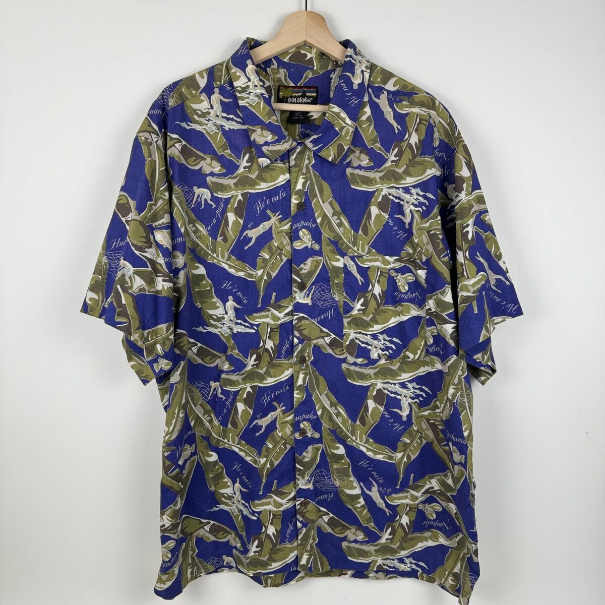 Vintage Patagonia Pataloha Hawaiian Button Up Shirt Blue Vintage Patagonia Pataloha Hawaiian Button Up Shirt Blue
