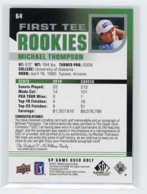 2021 Upper Deck SP Game Used MICHAEL THOMPSON RC Patch Auto