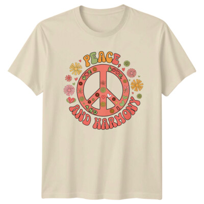 Peace Love And Harmony Hippie Flower Power Retro T-Shirt