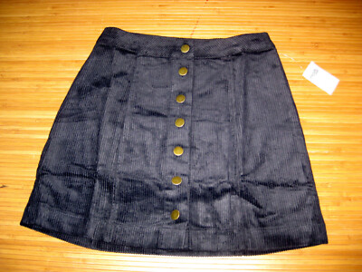 Charlotte Russe Black Corduroy Button Front Mini Skirt Size Small