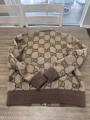 Gucci Monogram Jumbo GG Canvas Cotton Jacquard Jacket Full Zip