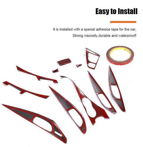 11pcs Fiber Full Interior Set Kit Cover Trim For Infiniti Q50 Q60 14+ - Picture 5 of 13