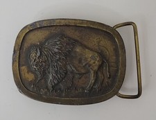 Bison Largest American Land Animal Indiana Metal Craft Vintage 1977 Belt Buckle