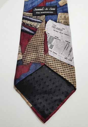 Baseball Theme Colorful Vintage Silk Necktie Samuel & Sons Fine Haberdashers USA - Picture 12 of 21
