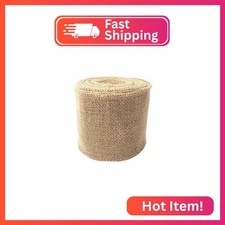 LWR CRAFTS Natural Burlap Ribbon 4 Inch x 32 Feet - Jute Fabric Webbing for Rust