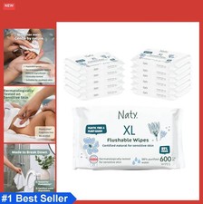 Flushable Baby Wipes 600 Count 12 Packs Unscented 98 Water Plant Based