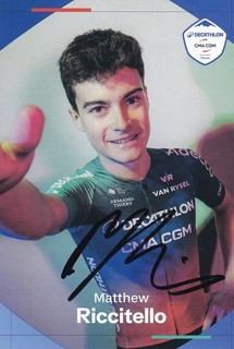 Autogrammkarte Team Decathlon CMA CGM Team 2026 TdF 2026 sig. Matthew Riccitello
