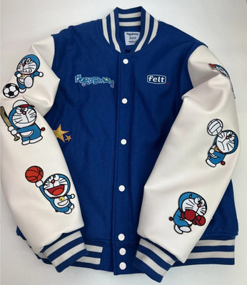 FELT Doraemon Varsity Jacket Blue White Leather - Brand new