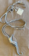 Natalia Brilli “Seahorse” Metallic Silver Leather Covered Necklace