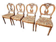 GRUPPO DI 4 SEDIE IN NOCE MASSELLO CARLO X DI EPOCA XIX SECOLO RESTAURATE